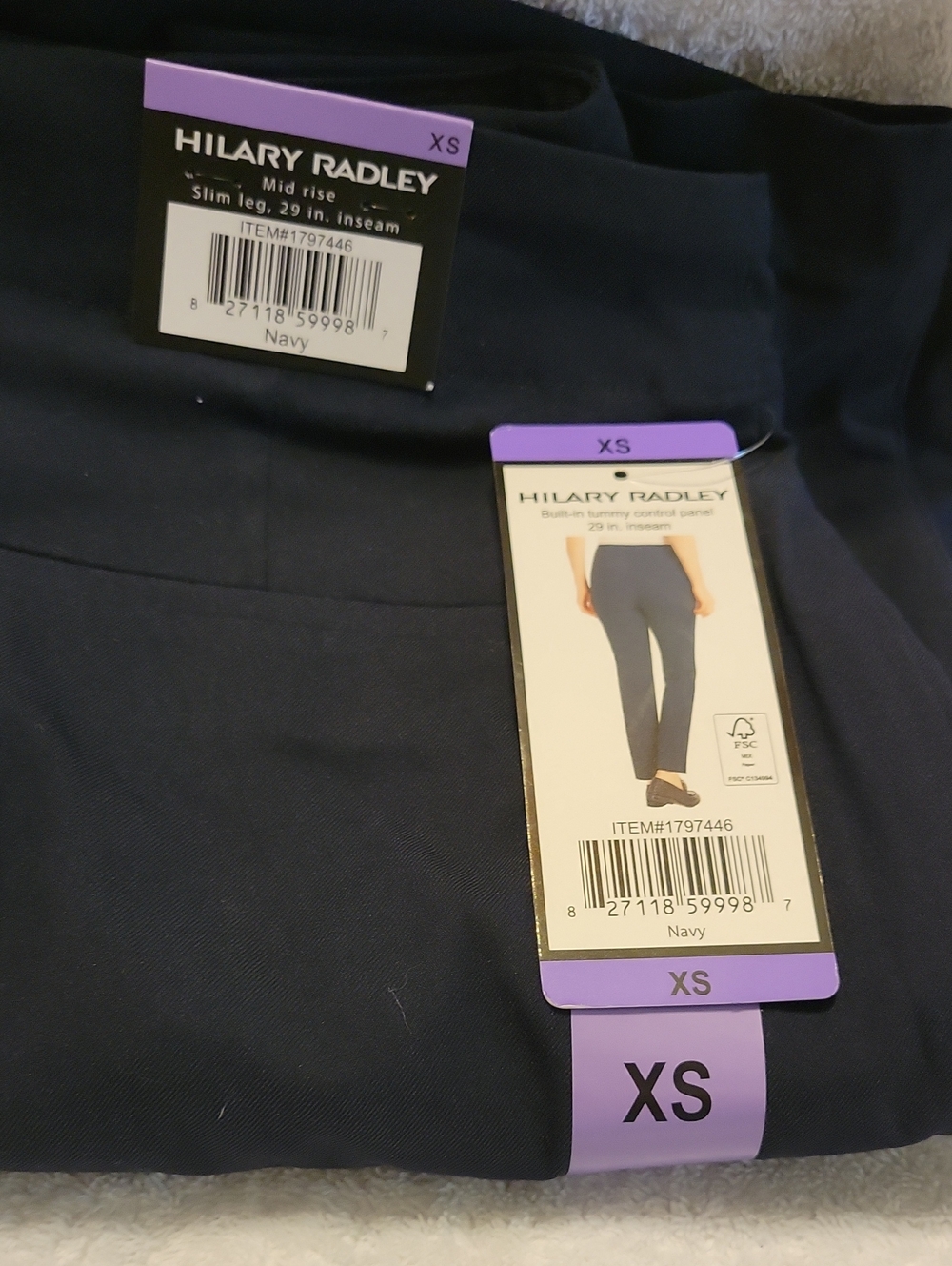 Hilary Radley Navy Slim Leg Pants - XS